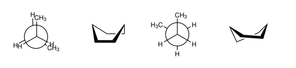 <p>Určite, ktorá z nasledujúcich priestorových usporiadaní butánu a cyklohexánu predstavujú ich konformery?</p>