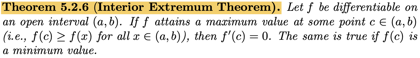 <p>Interior Extremum Theorem</p>