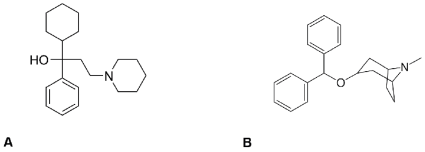 <p><span style="font-family: Arial, sans-serif; line-height: 107%;"><strong> Trihexyphenidil y </strong></span><span style="line-height: 107%;"><strong>Benztropina </strong></span></p>