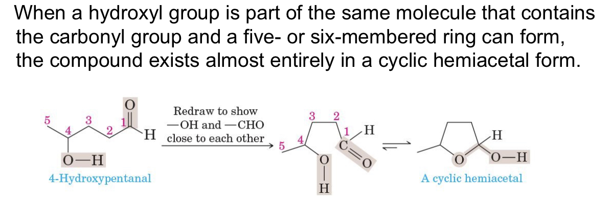 <p>addition of alcohol to carbon group of aldehyde/ketone (half acetal) </p>