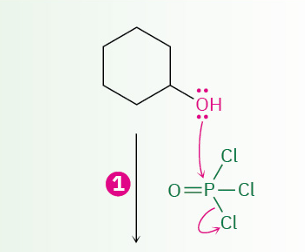 <p>dehydration of secondary and tertiary alcohols by reaction with POCl3</p><p>OH converted to ?</p><p>mechanism</p>