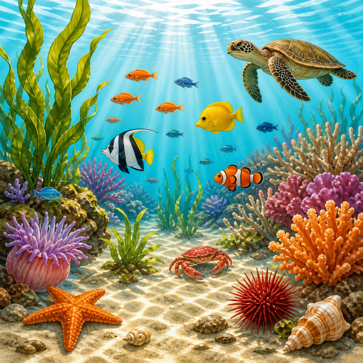<p>The part of the ocean where sunlight reaches the bottom and many producers grow.</p>