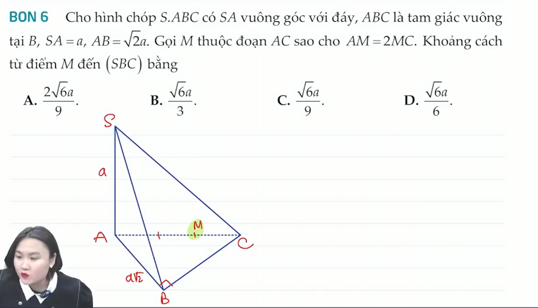 <p>Khoảng cách từ 1 điểm bất kì đến mặt bên </p>