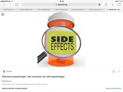 <p>bijwerking, de</p>