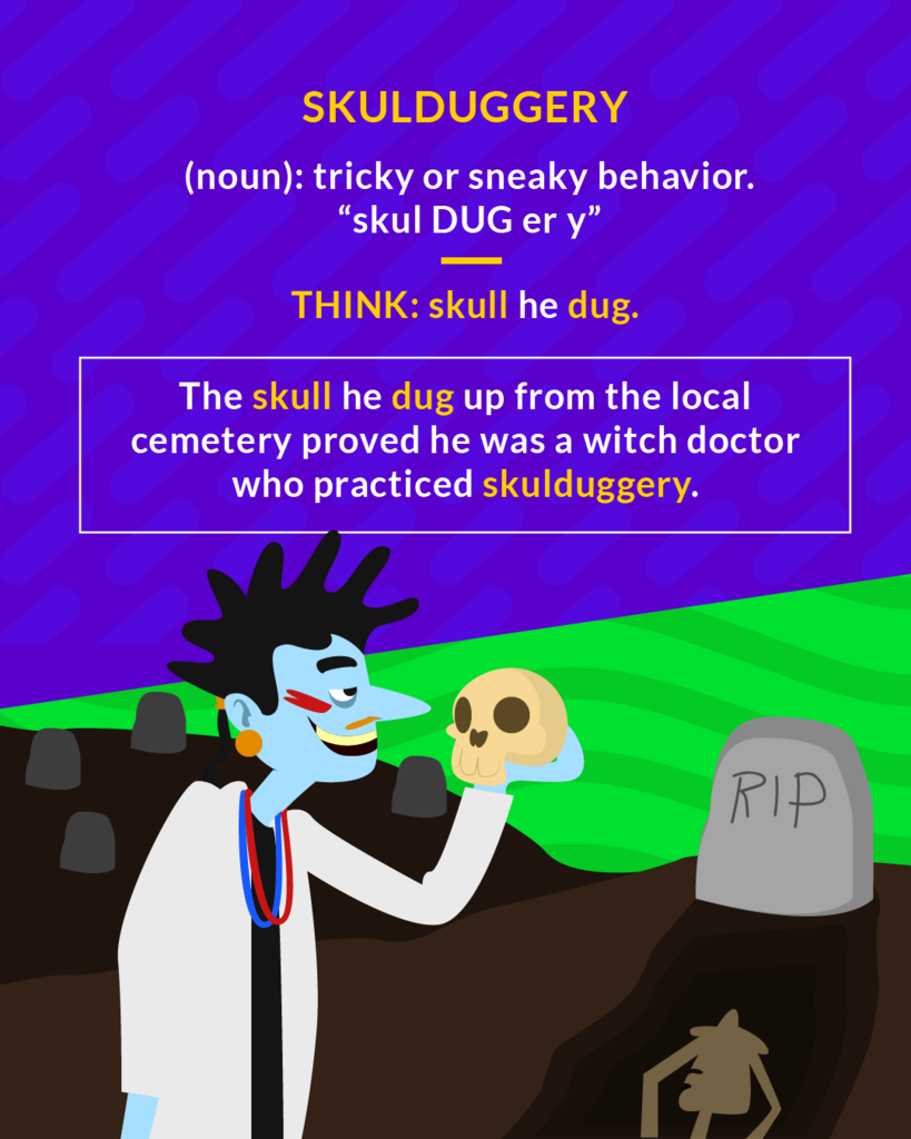 <p>(noun) underhanded or unscrupulous behavior; trickery</p><p>(noun) trickery</p>