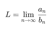 <p><span>use when series</span> looks almost like a <span>p</span>-series or a geometric series, but has extra terms that make SCT hard.</p><p>If 0 < L < infinity (positive finite number), both a<sub>n</sub> and b<sub>n</sub> converge.</p><p>If L = 1 it’s inconclusive.</p>