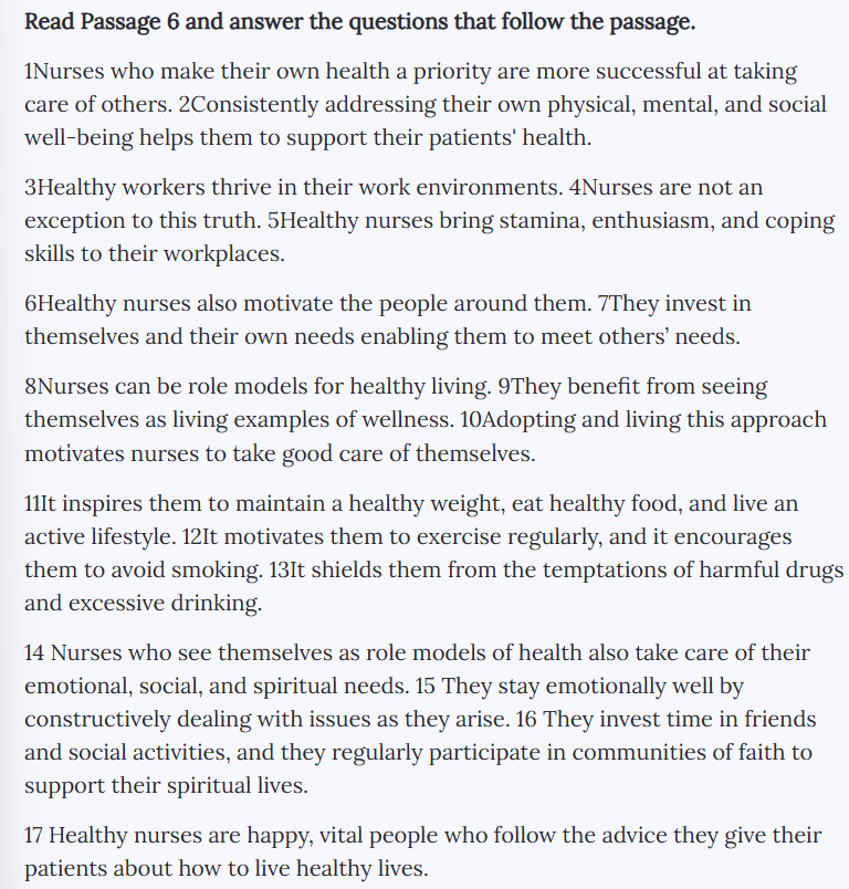 <p>Which choice describes how to correct a punctuation error in the passage?</p><ol><li><p>Remove the apostrophe in the word patients’ in sentence 2</p></li><li><p>Add a comma after the word needs in sentence 7</p></li><li><p>Change comma after the word regularly in sentence 12 to a period and capitalize the next word to </p></li><li><p>Create a next sentence</p></li></ol><p></p>