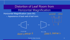 <p>With afocal magnifier 3% R x 090, how would the right side of the leaf room appear?</p>