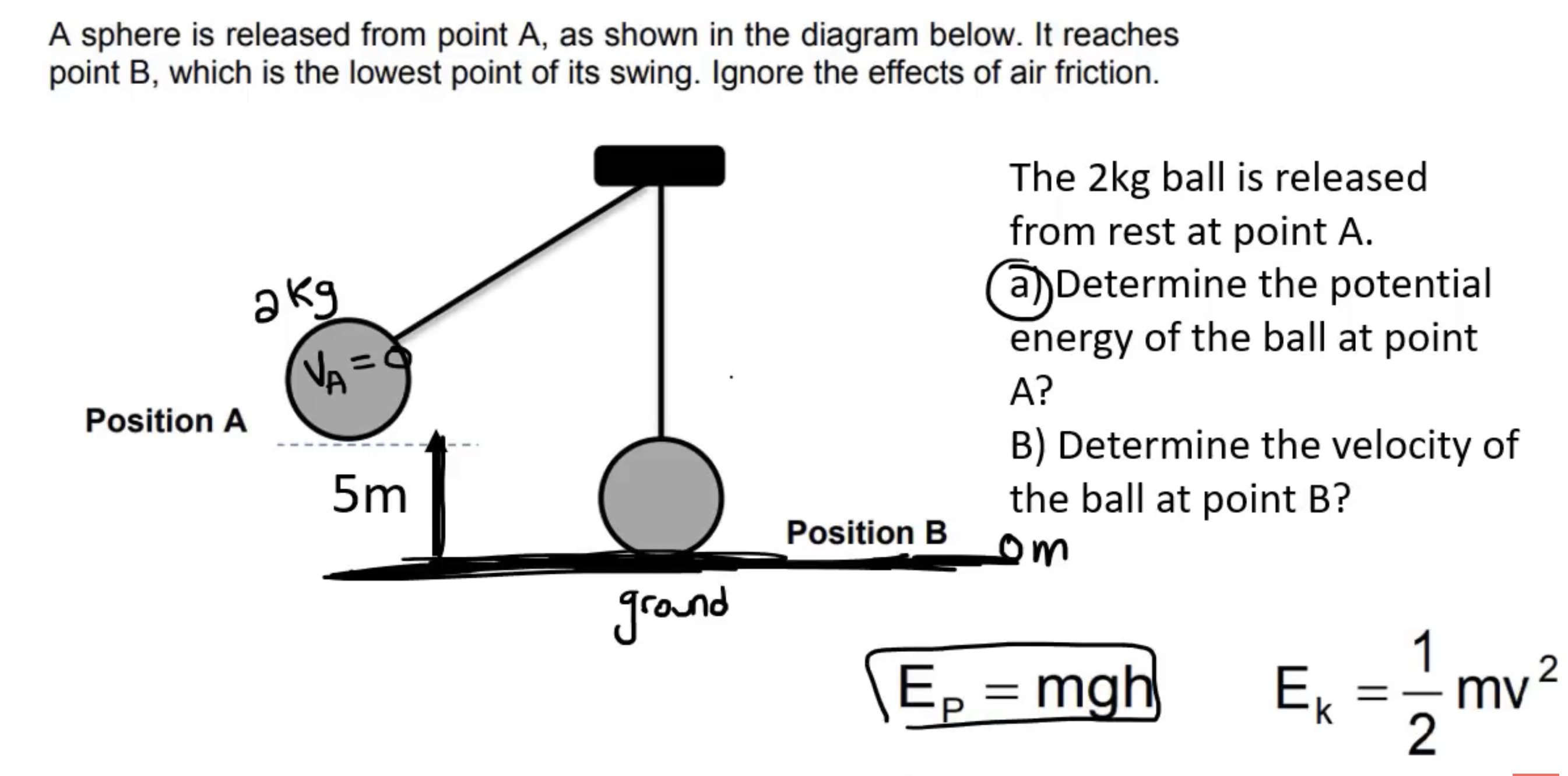 <p>If the potential energy of this ball is 97Joules, and it is not moving at this point. </p><p>What is the mechanical energy?</p>