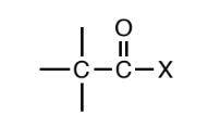 <p>a carbonyl (C=O) where a where a carbon or hydrogen is attached to one side of the carbonyl carbon and the other side is a halogen.</p>