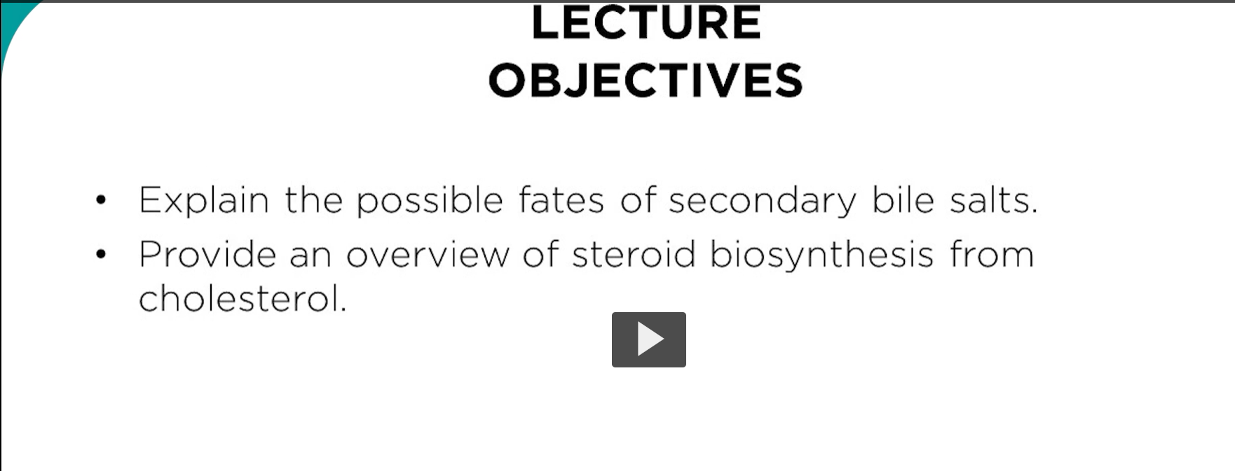 <p>bile salts are detergents used in our body to solubilize lipids for digestion. Lipids are not soluble in water, thus bile salts make them accessible to processing enzymes that aid in digestion in digestion and absorption. </p><p>Bile salts do function chemically by having the access of polar lipids, meaning that there is hydrophobic and polar portions of these molecules. </p><p>Those molecules are setup in the water, they allow for you to aggregate polar lipids in an aqueous environment that then allow for accessing of enzymes, that is how detergents work. </p><p>Bile acids are synthesized in the liver by a multistep, multiorganelle pathway. </p><p>Hydroxyl groups are inserted at specific positions on steroid structure. The double bond on the cholesterol B ring is reduced. The three carbons shorten the hydrocarbon chain, introducing a carboxyl group at the end of the chain. </p>