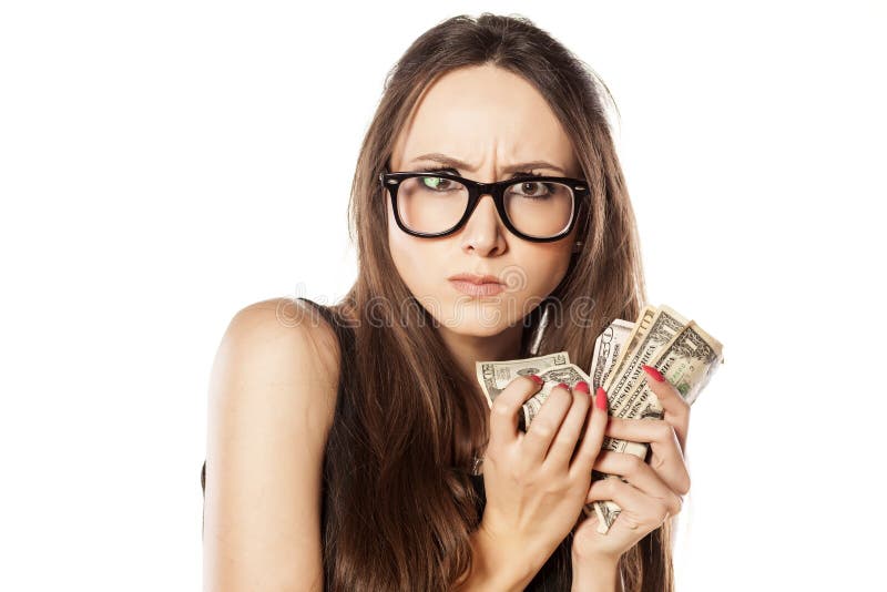 <p>Unwilling to give or spend; represented with an image of a person hoarding money.</p>