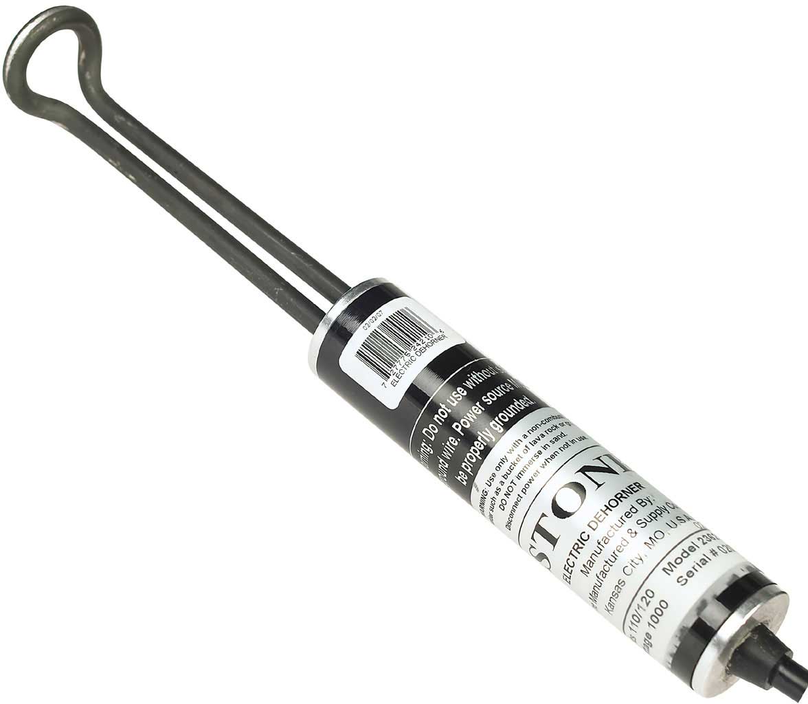 <p>What is some safety to remember with the Electric Dehorner?</p>