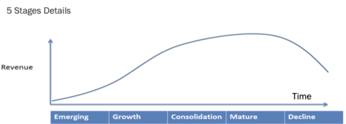 <p>5 stages of industry lifecycle</p>