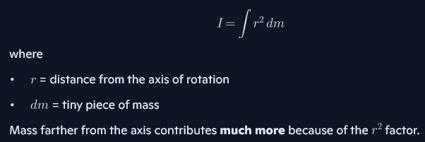 <p>find how to express dm and r properly</p><ul><li><p>always define the axis first</p></li><li><p>make sure that r is the perpendicular distance from the axis</p></li><li><p>choose mass slices that will reflect the symmetry of the shape: thin rings for disks, thin linear slices for rods, etc </p></li></ul><p></p>