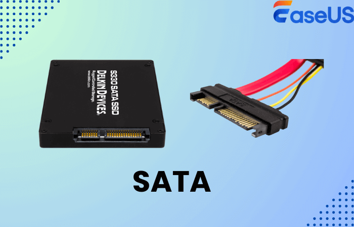 <ul><li><p>connects storage devices (HDD/SSD)</p></li><li><p>uses <strong>Advanced Host Controller Interface AHCI protocol</strong></p></li></ul><p>Speed:</p><ul><li><p>up to <strong>6 Gbps (~600 MB/s)</strong></p></li></ul><p>Originally designed for <strong>hard drives</strong>, not SSD speeds.</p>