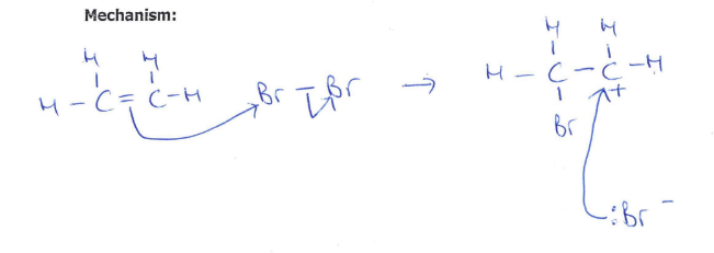 <p>(1) </p><p>Electrophilic addition (1) </p>
