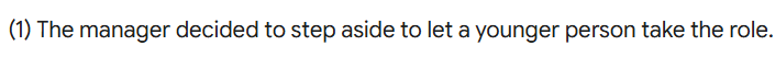 <p>step aside</p>