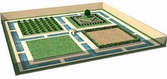 <p>A teacher displays a traditional Islamic garden. Which student comment should be highlighted?</p>