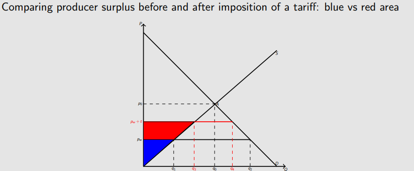 <ul><li><p>producer surplus increases as shown in the graph. </p></li><li><p>+a</p></li></ul><p></p>