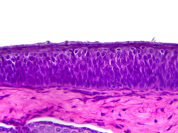 <p>Multiple layers of columnar epithelium</p>