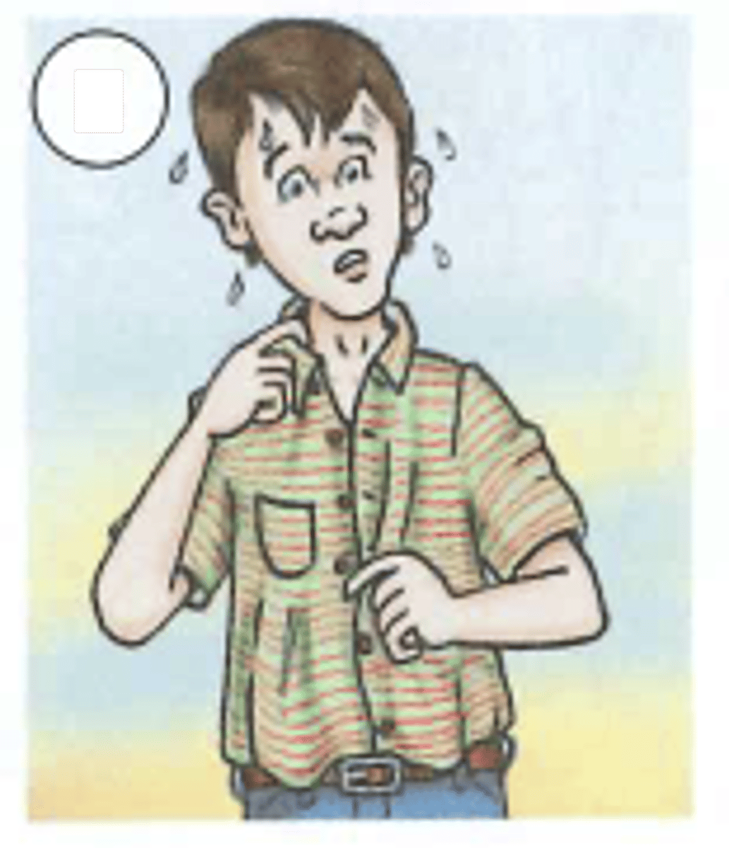 <p>hot, uncomfortable, you can hardly</p><p>breathe</p>