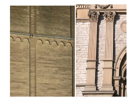 <p>lesene - no base and no caital</p><p>pilaster - a 2d column</p>