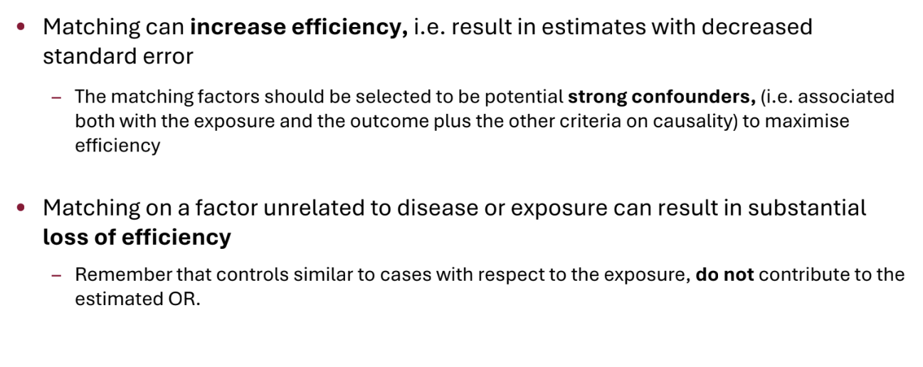 <p>Matching on unrelated factors may reduce sample size because we do not use concordant pairs - do not use cases that we would have used in ordinary analysis</p>