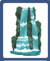 <p>A flow of water over the edge of a cliff or rock.</p>