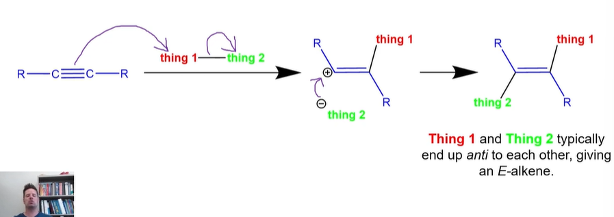 <p>Generally Anti (E alkene)</p>