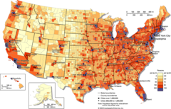 <p>A map that uses differences in shading or coloring to indicate statistical ranges.</p>
