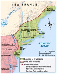 <p>James II wanted to increase royal control in the colonies, so he combined them into larger units and abolished their representative assemblies. The Dominion of New England was combined New York, New Jersey, and the other New England colonies into a single unit. (p. 36)</p>