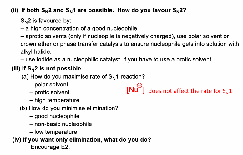<p>E1 competes with Sn1 rxn</p>