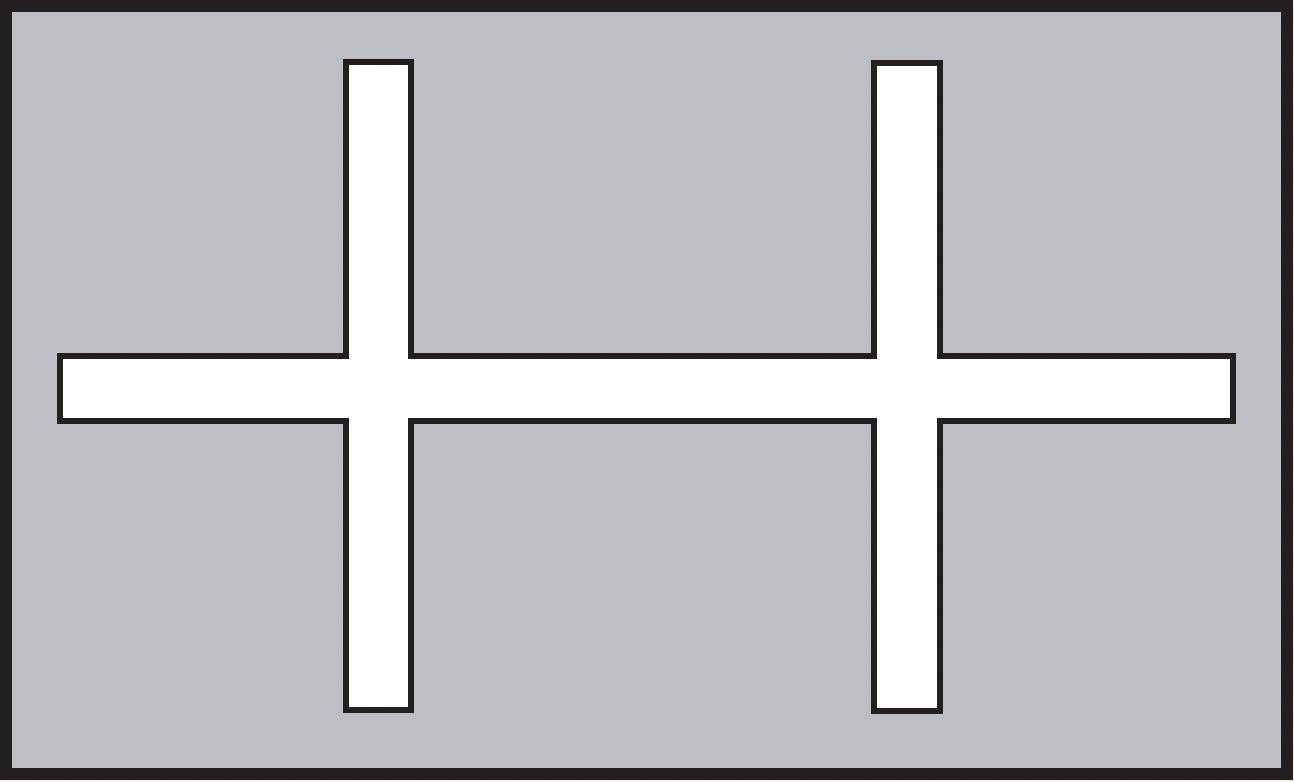 <p><span>A white double cross</span></p>