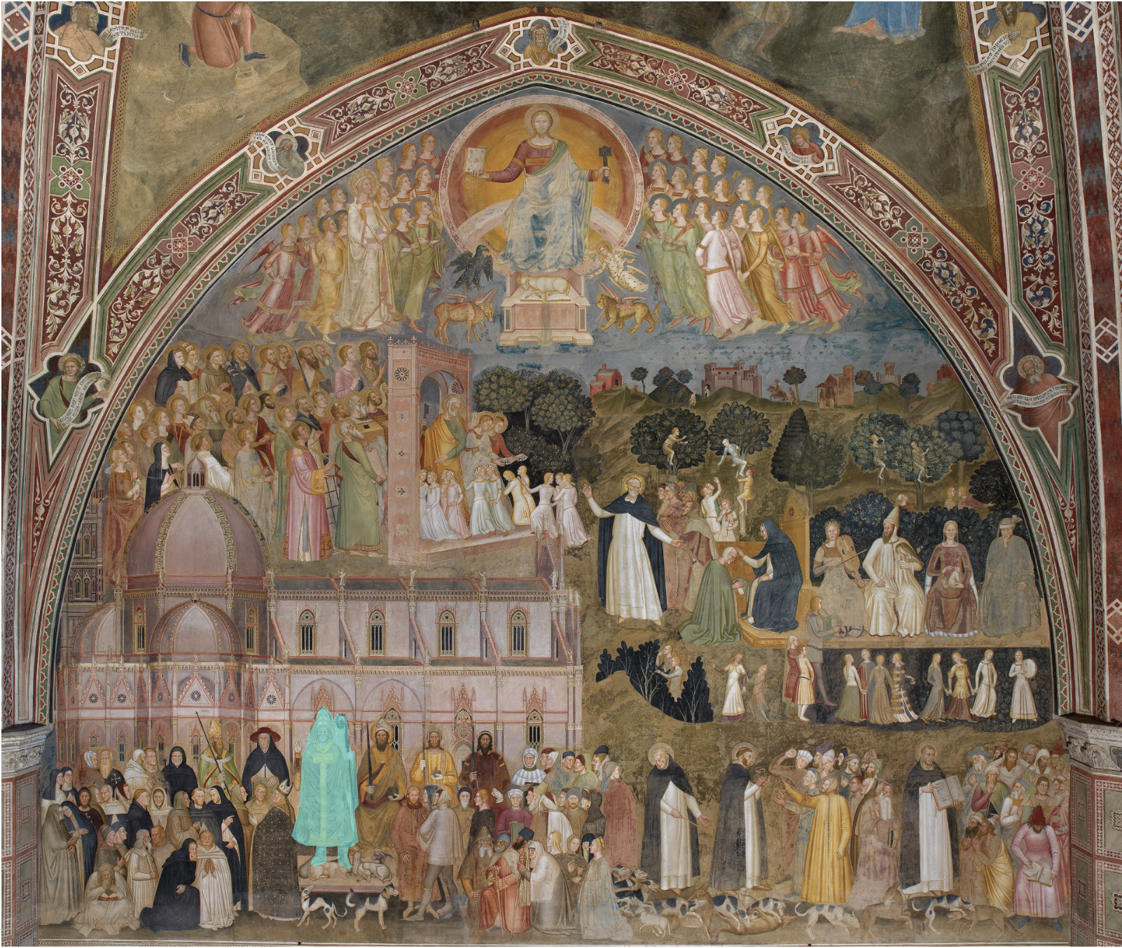 <p>Correctly label the area(s) on the artwork “The Way of Salvation” by Andrea di Bonaiuto</p>