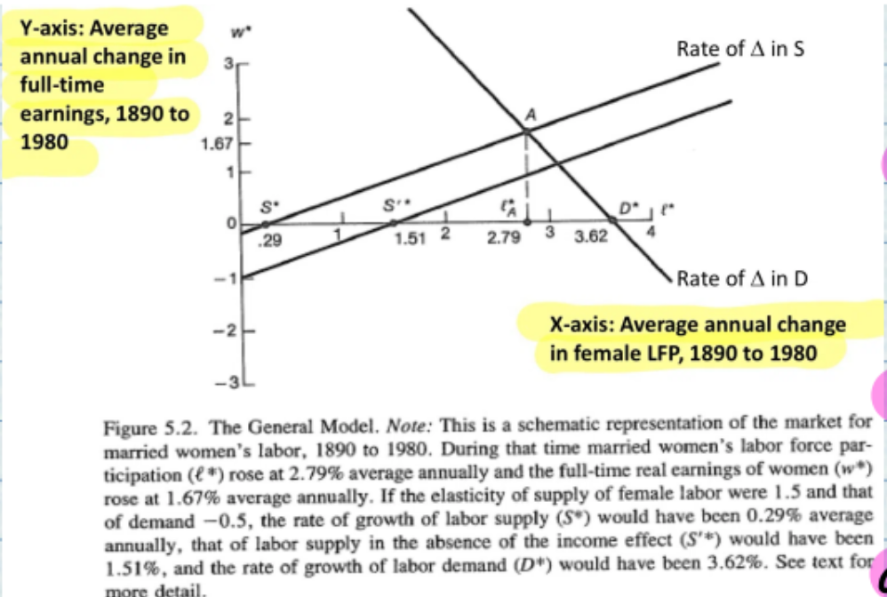 <p>The graph below shows a schematic representation of the market for married women’s labor from 1890 to 1980. </p>