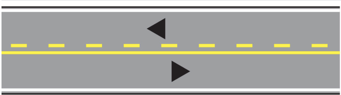 <p>Dashed Yellow Line Alongside a Solid Yellow Line</p>