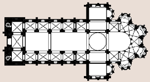 <p>A building with an elongated ground plan</p>
