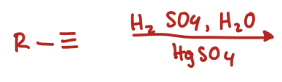 <p>Terminal Alkyne + HgSO4, H2O, H2SO4</p>