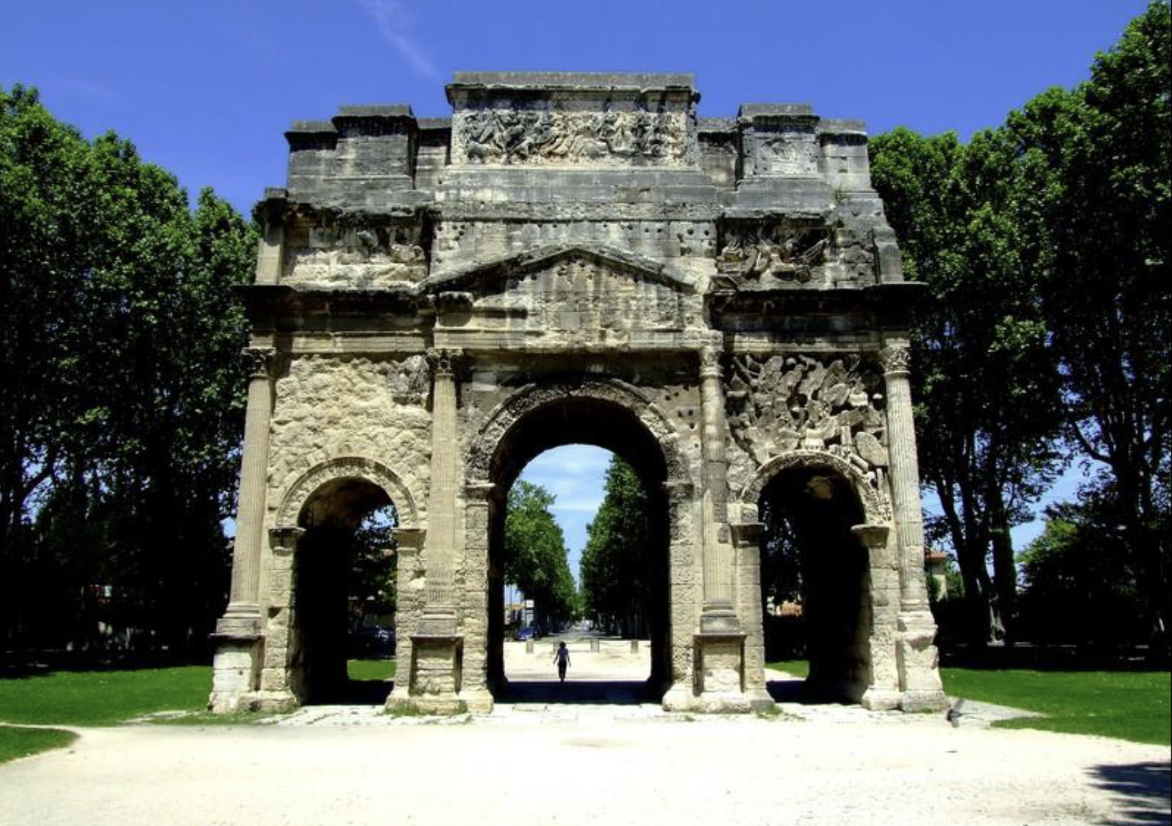<p><span>The Triumphal Arch of Orange</span> (historically associated with the Arch of Tiberius) in Orange, France, is one of the oldest, largest, and best-preserved Roman provincial triumphal arches surviving today. While its exact origin remains debated, it features an important reconstruction and dedication to Emperor Tiberius around 26–27 CE. Along with the neighboring Roman Theatre of Orange, it has been designated a <span>UNESCO World Heritage Site</span> since 1981.</p>