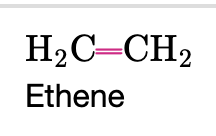 <p><strong>Alkene</strong></p><p>Double bond</p><p></p><p>Name Ending: -ene</p>