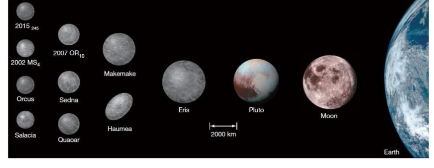 <ul><li><p>Pluto</p><ul><li><p>Eris may be larger</p></li></ul></li></ul><p></p>