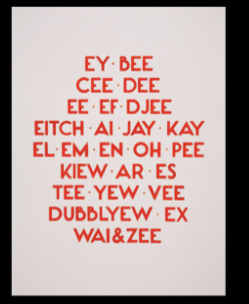 <p>Tauba Auerbach, How to Spell the Alphabet, from series “Ecstatic Alphabets/Heaps of Language”, 2005. (compare and contrast)</p>
