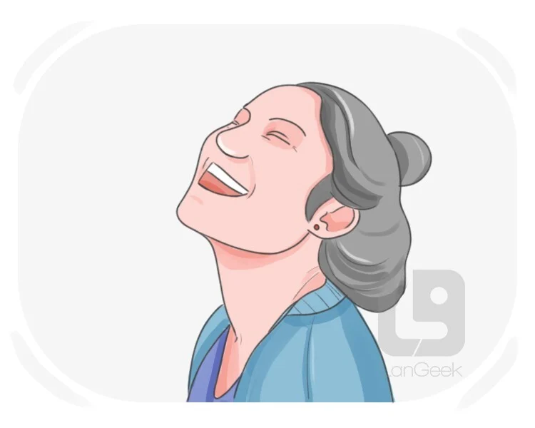 <p>What sound expresses amusement or joy aloud? (Verb)</p>