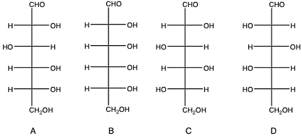<p><span>Which two monosaccharides seen below are epimers?</span></p>