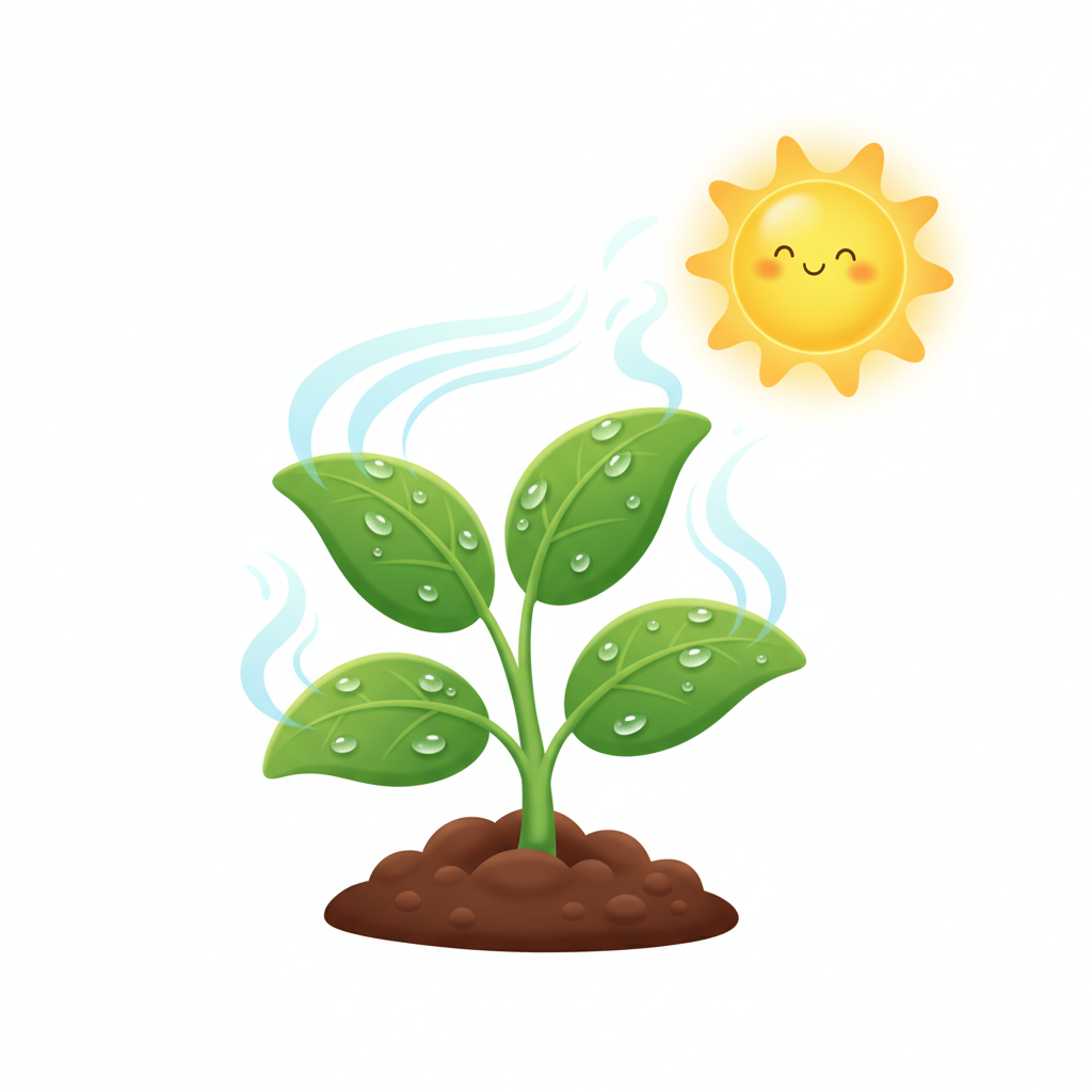 <p>The process where water evaporates from the leaves of plants into the air.</p>
