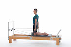 <p><strong>Setup</strong></p><ul><li><p>Kneeling in upright position on carriage, knees against shoulder rests, arms straight and forward of trunk, hands holding folded straps, palms facing body</p></li><li><p>Resistance: light | <strong>Springs: 1Y or 1R</strong></p></li></ul><p><strong>Movement</strong></p><ul><li><p>Exhale: Move arms back</p></li><li><p>Inhale: Move arms forward, return to start positon</p></li></ul><p><strong>Muscle Focus</strong></p><ul><li><p>Shoulder extensors</p></li><li><p>Elbow extensors</p></li><li><p>Scapular stabilizers</p></li><li><p>Spinal extensors</p></li></ul><p><strong>Objectives</strong></p><ul><li><p>Shoulder extensor strength</p></li><li><p>Elbow extensor strength</p></li><li><p>Scapular stabilization</p></li><li><p>Trunk stabilization</p></li></ul><p><strong>Cues</strong></p><ul><li><p>Keep trunk upright and stable</p></li><li><p>Bias towards posterior tilt of pelvis</p></li><li><p>Keep arms straight</p></li><li><p>Move arms 20 degrees forward and 20 degrees back of trunk</p></li></ul><p></p>