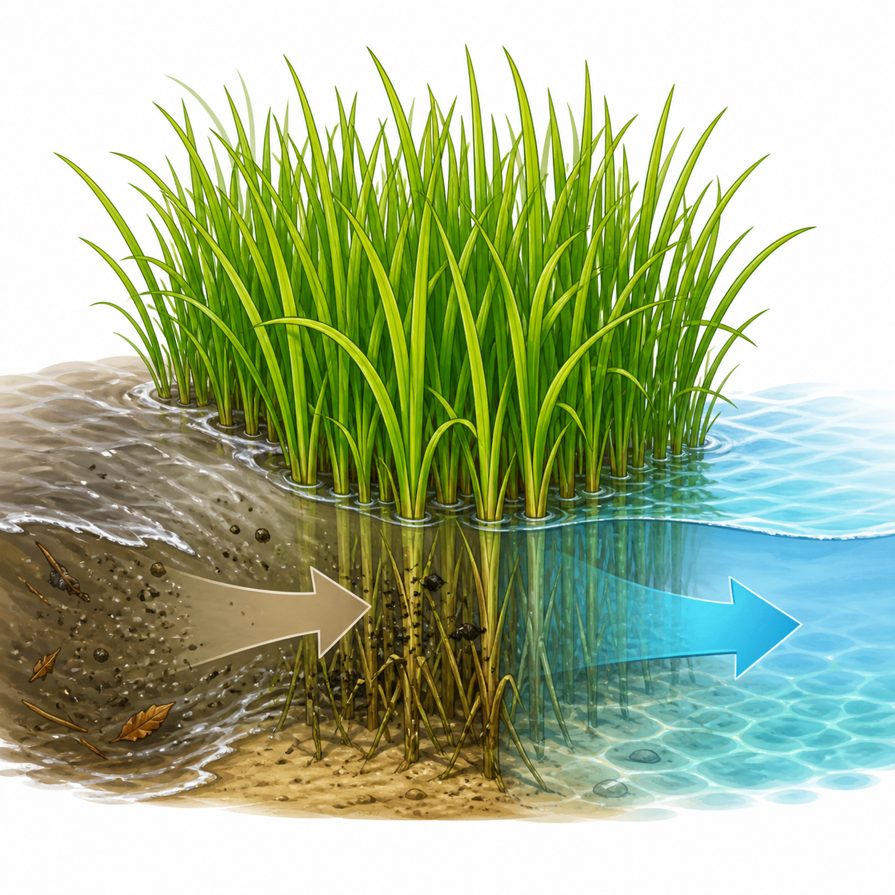 <p>Boggy areas in estuaries that help filter water and soak up excess storm water.</p>
