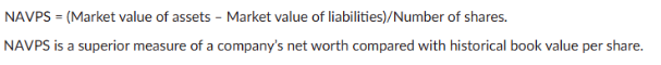 <p><span>difference between a real estate company’s assets and its liabilities, <em>all taken at current market values instead of accounting book values</em>, divided by the number of shares outstanding.</span></p>