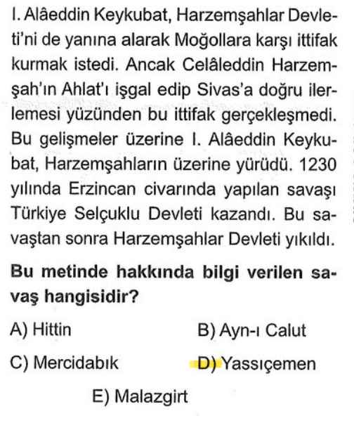 <p>I. Alaeddin Keykubat döneminde yapılmıştır.</p><p>Bu savaşın kazanılması Selçuklu için iyi görünse de, tampon bölge olan Harzemşahlar yıkıldığı için Selçuklu Moğollarla komşu olmuş ve Moğol istilasına açık hale gelmiştir.</p>